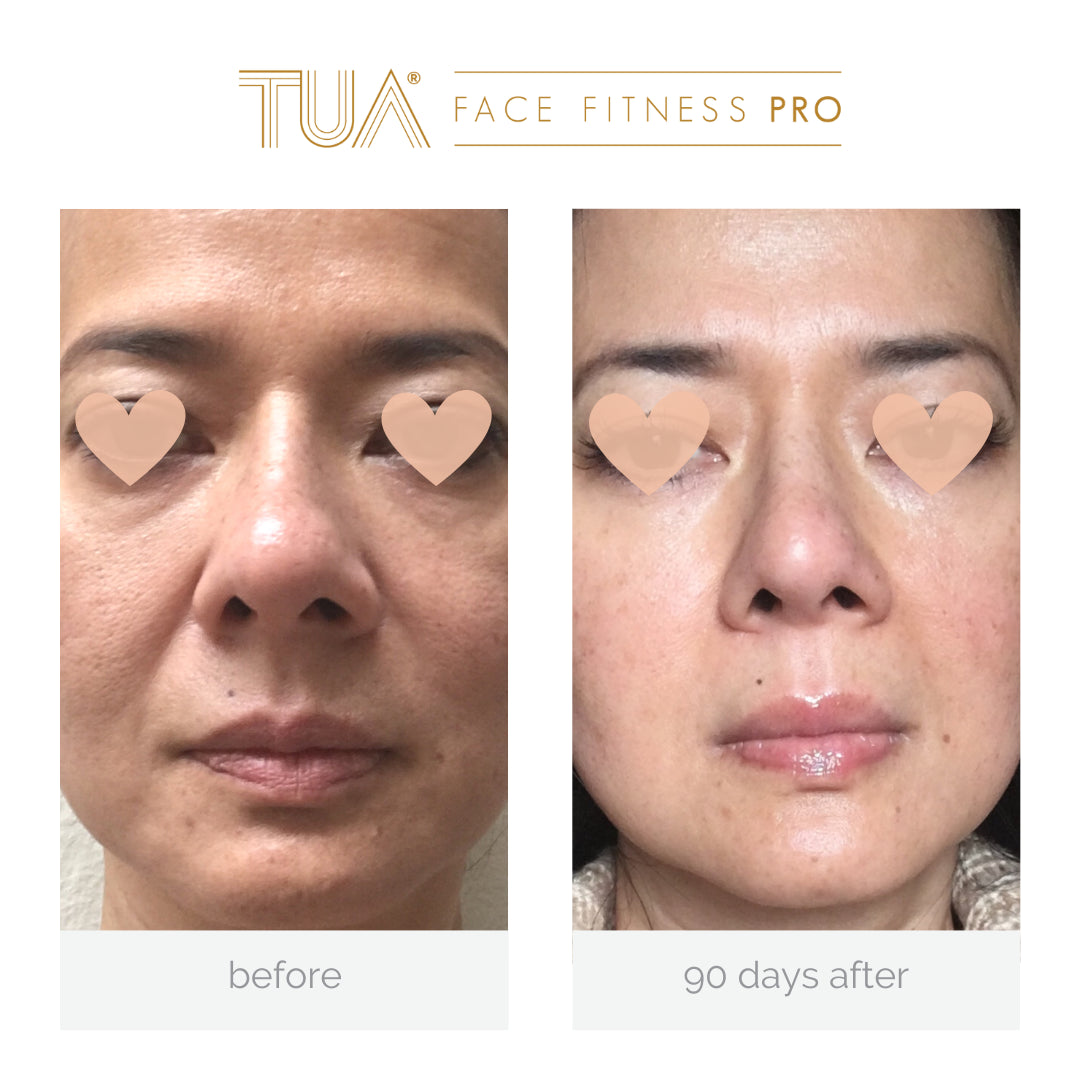 Showcasing of immediate result of using the best face toning device from TUA
